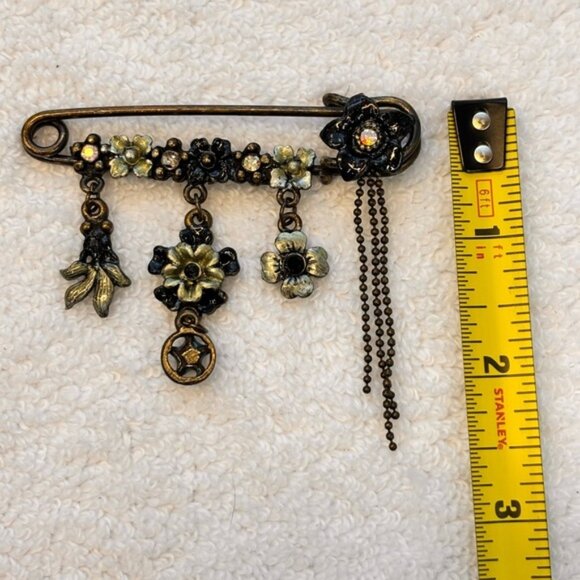 Vintage safety pin flower brooch - Picture 10 of 10